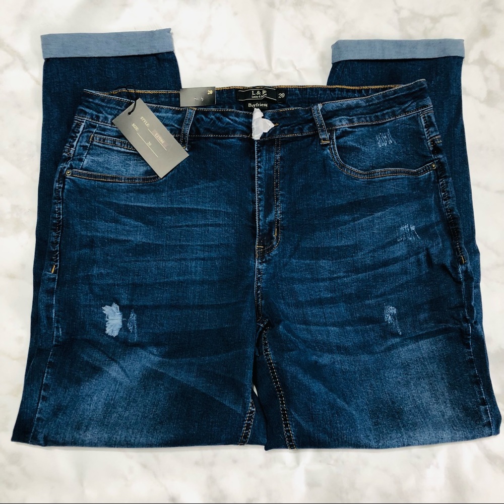 The L&B High Rise Distressed Boyfriend Jean - Sz 22 - Picture 2 of 10